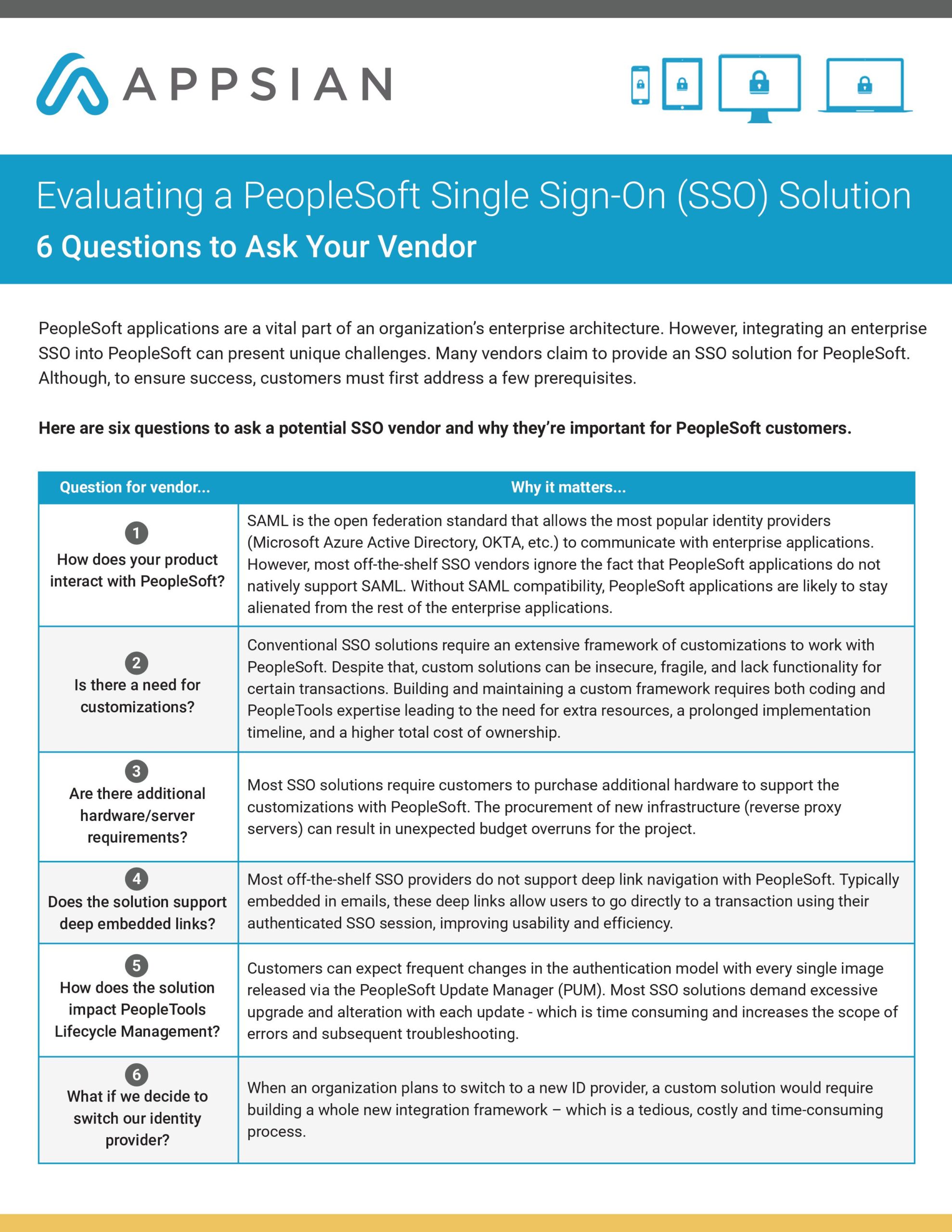 Evaluating an SSO for PeopleSoft? Here are the 6 questions you should ask your potential vendors