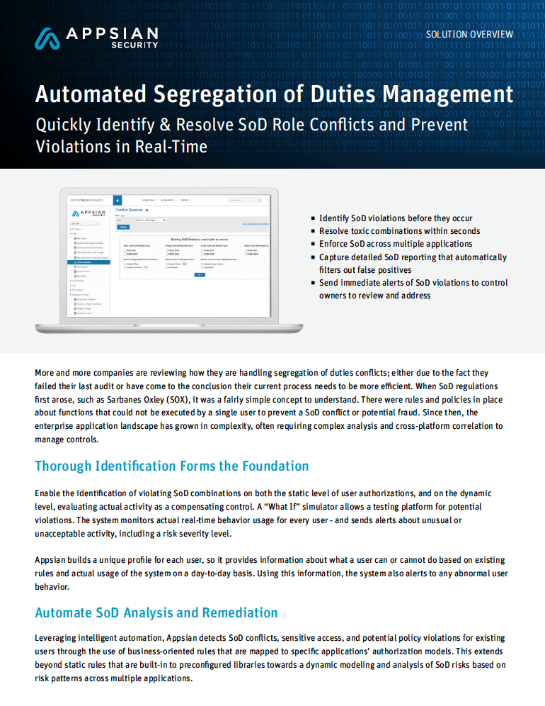 Automated Segregation of Duties Management